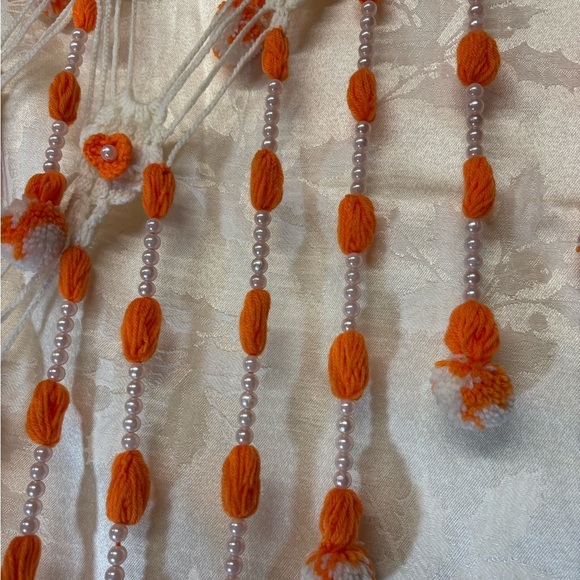 Vintage Orange and White 'God Bless You' Tapestry - Picture 6 of 6